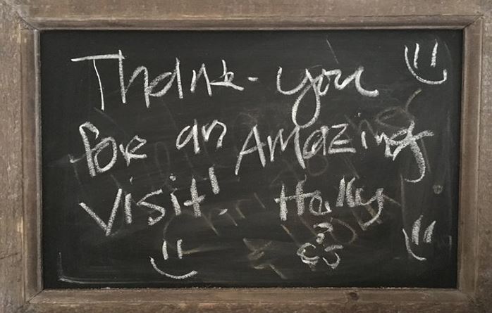 Guest Comments on chalkboard at St Francis Cottage