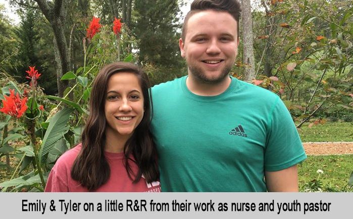 Emily and Tyler on a little R&R from their work as a nurse and youth pastor.