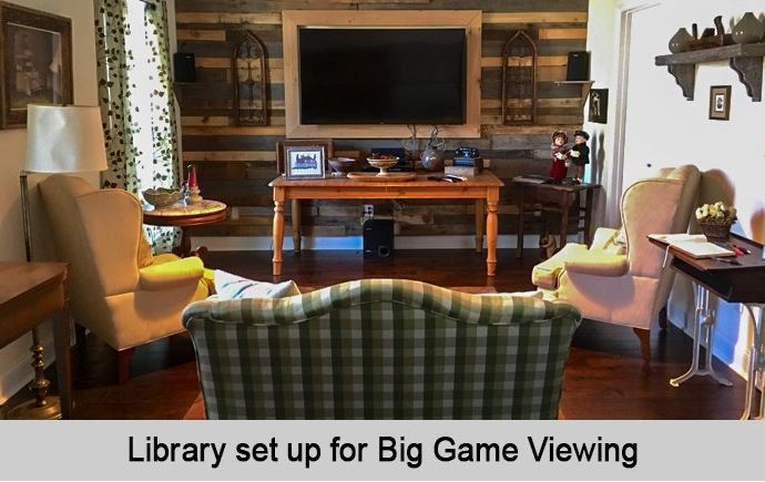 Library set up for Big Game viewing.