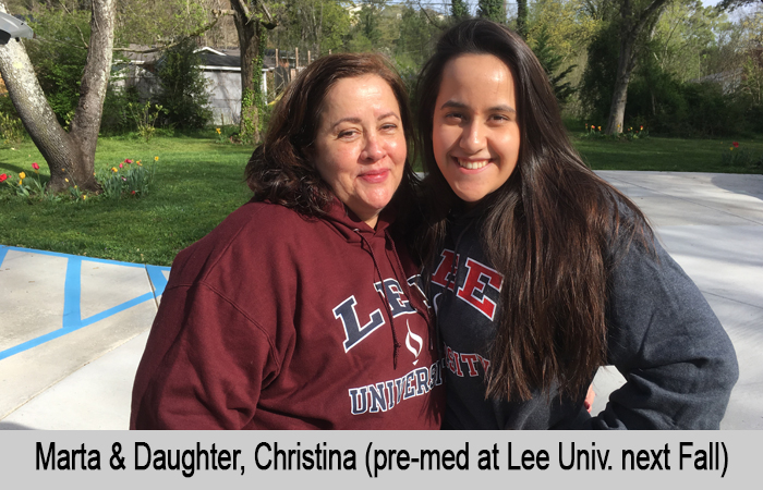 Marta and Daughter, Christina (pre-med at Lee University next Fall)