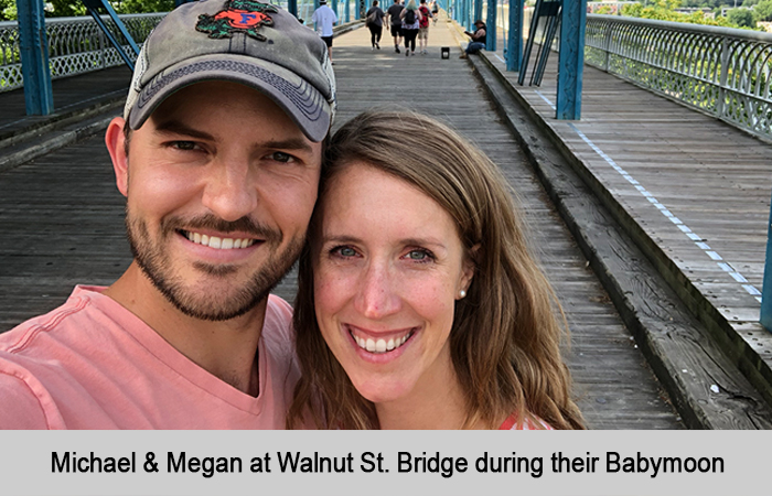 Michael and Megan at Walnut St. Bridge during their Babymoon.