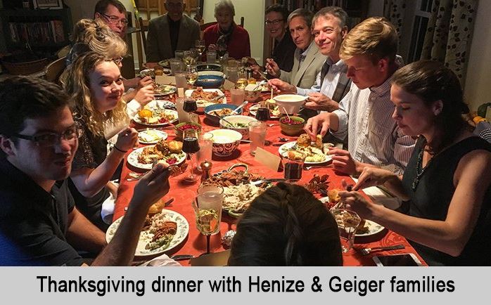 Thanksgiving dinner with Henize and Geiger families.