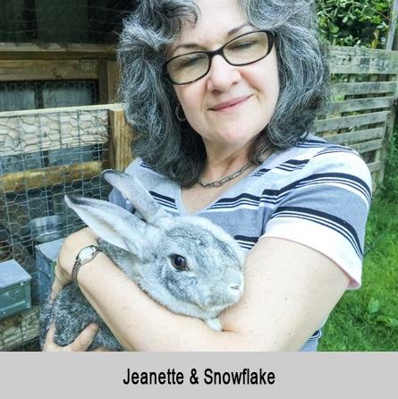 Jeanette and Snowflake the bunny.