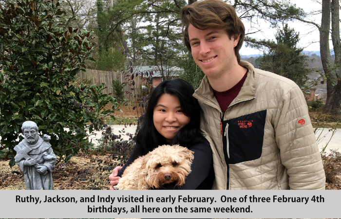 Ruthy, Jackson, and Indy visited in early February, one of three February 4th birthdays, all here on the same weekend.
